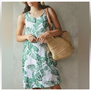 C&C California Tropical Print Linen Shift Dress w Pockets Sz L w MEASUREMENTS!